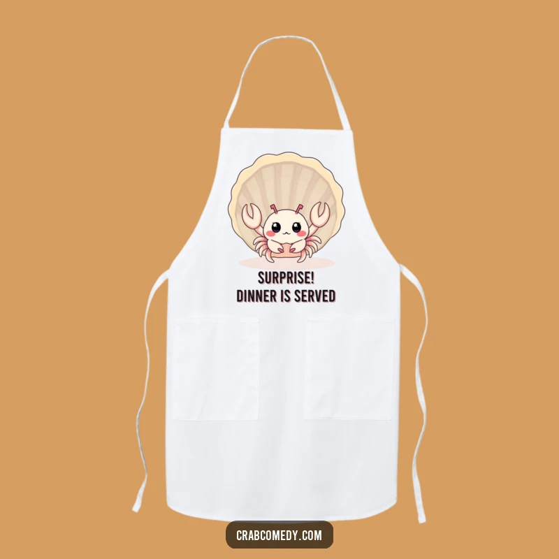 Funny Baby Crab Seashell Apron: Kitchen Surprised Crustacean, Perfect Humorous Gift!