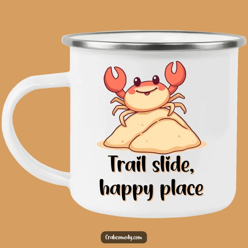 Funny Sliding Crab Camping Mug: Dune Rider Crustacean, Perfect Humorous Gift!