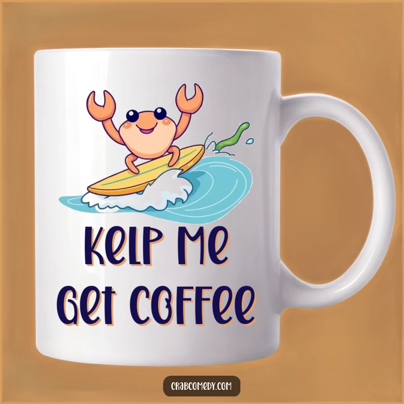 Funny Crab Surfing Kelp Mug - Beach Vibes & Hilarious Gift