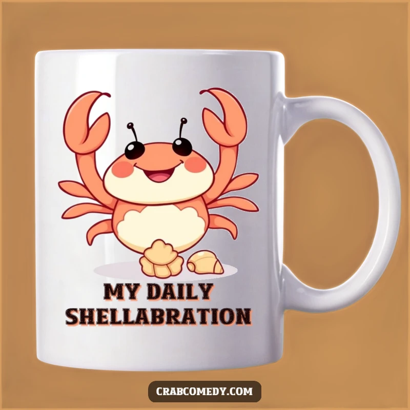 Funny Crab Juggling Seashells Mug - Playful Beach Vibes, Perfect Gift