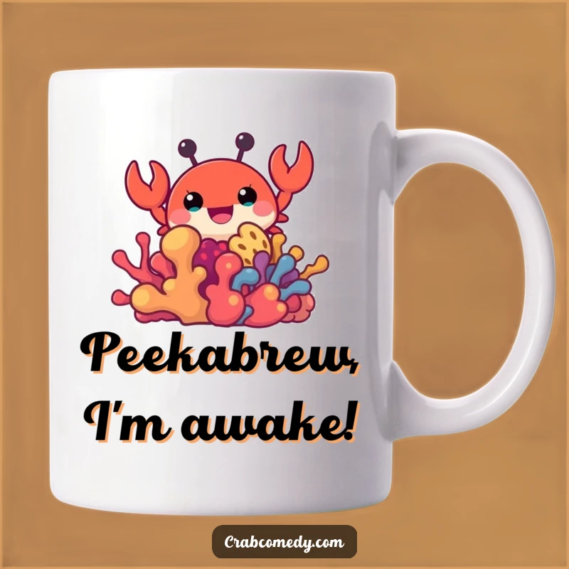 Funny Crab Peeking Coral Mug - Hidden Fun & Adorable Gift