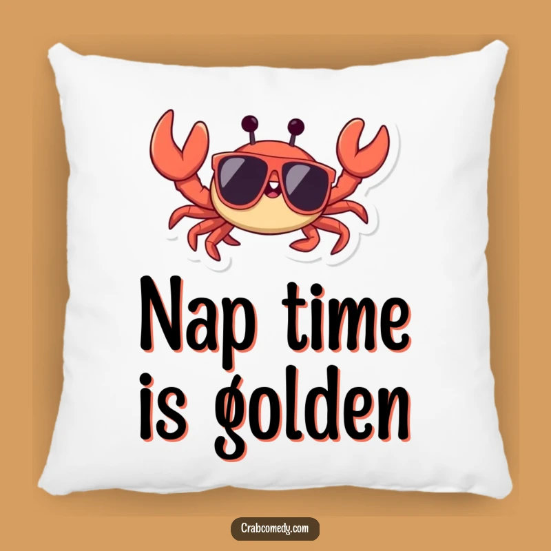Funny Crab Sunglasses Pillow: Cozy Waving Crustacean Accent, Perfect Humorous Gift!