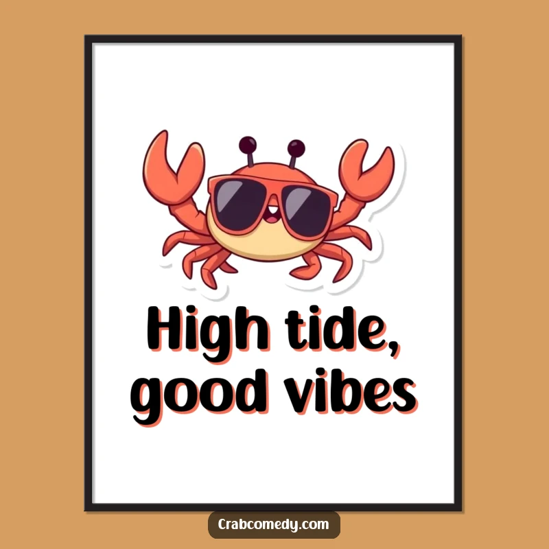 Funny Crab Sunglasses Digital Print: Cool Waving Crustacean Art, Perfect Humorous Gift!
