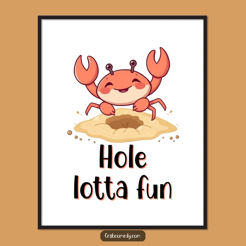 Funny Crab Digging Sand Digital Art - Instant Beach Vibes & Hilarious Gift