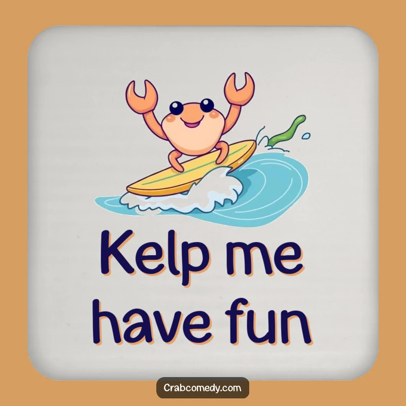 Funny Crab Surfing Kelp Coaster - Protect Surfaces with Hilarious Charm Gift