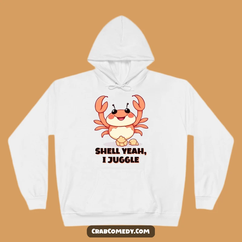 Funny Crab Juggling Seashells Hoodie - Cozy & Hilarious Beach Wear Gift