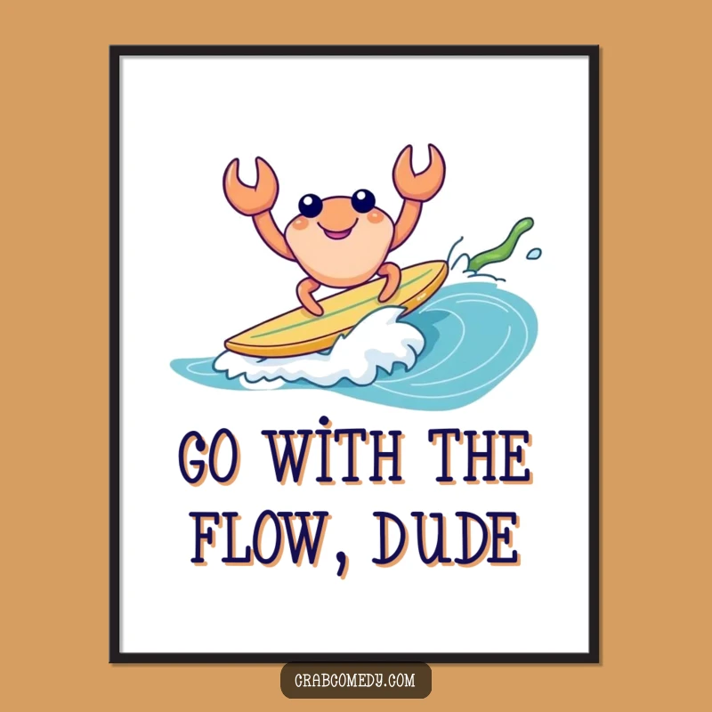 Funny Free Printable Wall Art: Surfing Crab Brings Coastal Vibes to Your Decor