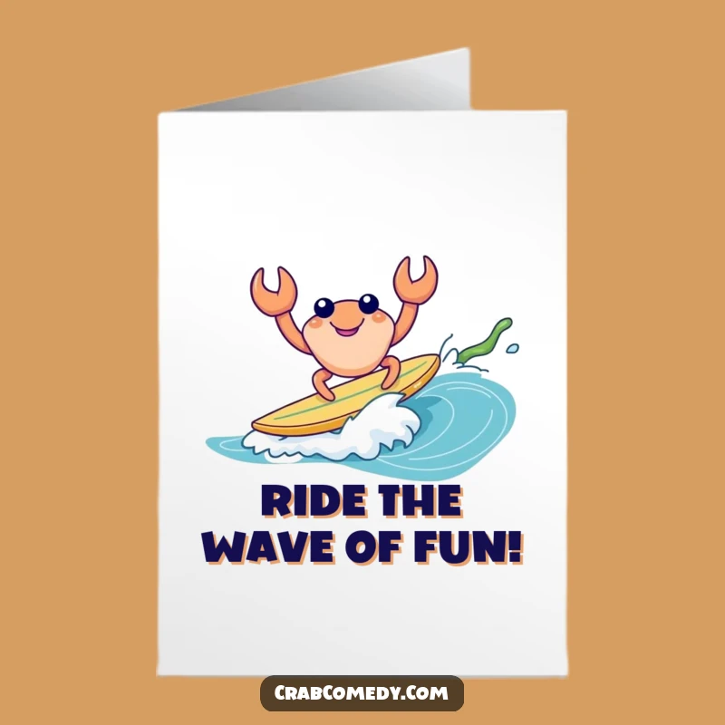 Free Printable Birthday Card: Surfing Crab Catches Fun for a Hilarious Downloadable Gift
