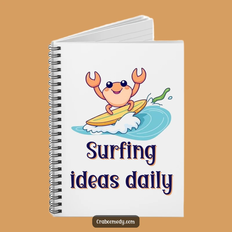 Funny Crab Surfing Kelp Notebook - Jot Down Ideas with Hilarious Flair Gift