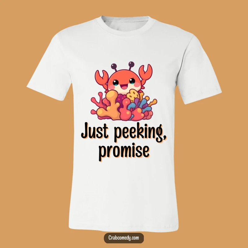 Funny Crab Peeking Coral T-Shirt - Cute Ocean Style, Unique Gift