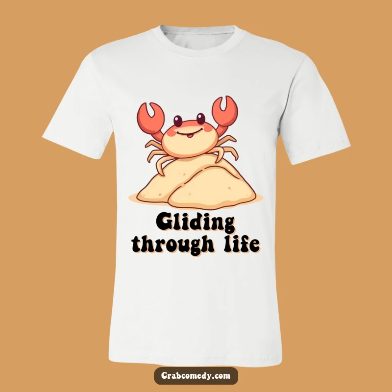 Funny Sliding Crab T-Shirt: Joyful Crustacean Ride, Perfect Humorous Gift!