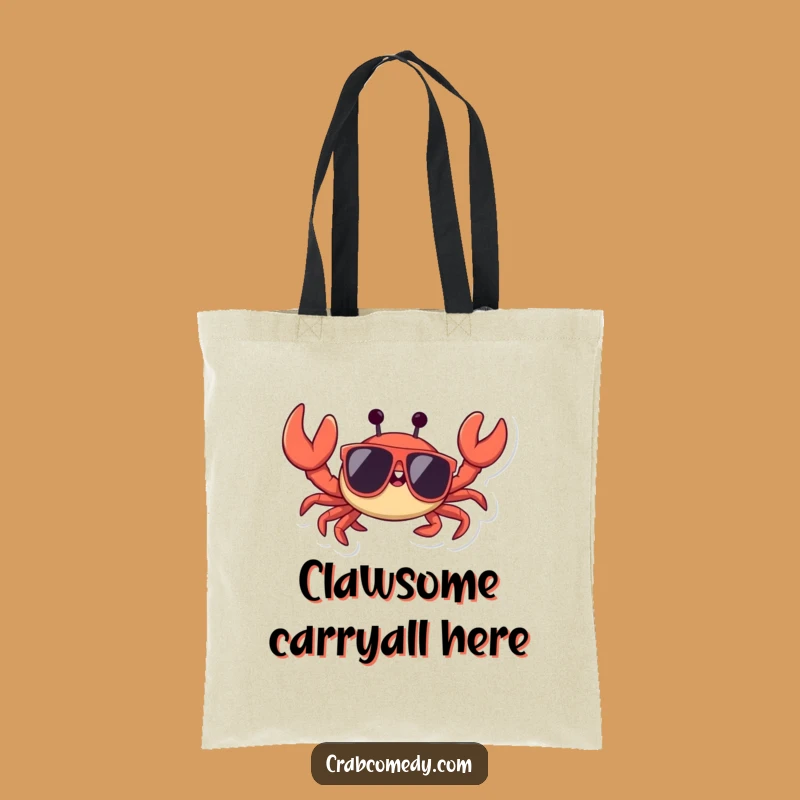 Funny Crab Sunglasses Tote Bag: Chic Waving Crustacean, Perfect Humorous Gift!